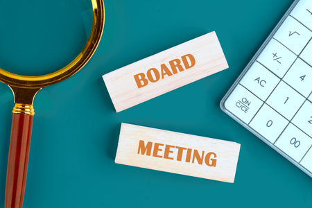 The conceptual phrase of the BOARD MEETING. Business and Meeting agenda concept. Copy space.の写真素材