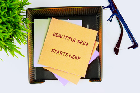 The BEAUTIFUL SKIN concept phrase STARTS HERE. The concept of beauty and stroke.の写真素材