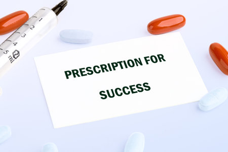 THE CONCEPTUAL PHRASE PRESCRIPTION FOR SUCCESS.の写真素材