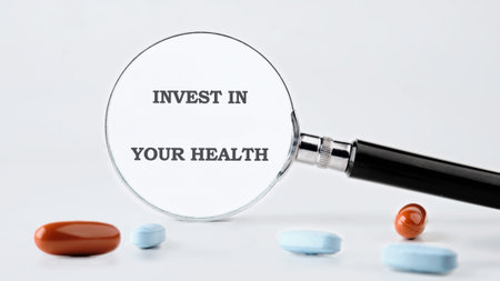 THE CONCEPT PHRASE INVEST IN YOUR HEALTH. Concept health, sport, diet and fitness.の写真素材