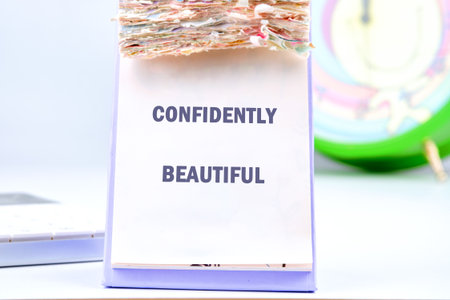 The concept phrase is CONFIDENTLY BEAUTIFUL. The concept of beauty and health.の写真素材