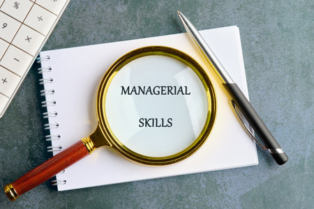 A conceptual phrase on the topic of business MANAGERIAL SKILLS. Managerial concept with delegation