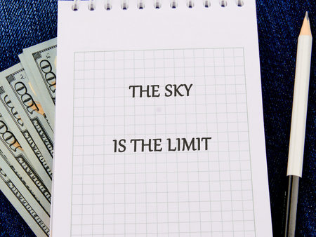 Business, Motivational and inspirational quote THE SKY IS THE LIMITの写真素材