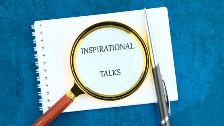 A conceptual phrase on the topic of business INSPIRATIONAL TALKS. Business concept.の写真素材