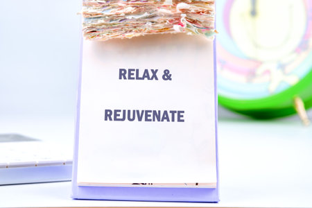 The conceptual phrase RELAX AND REJUVENATE. The concept of beauty and health. concept Relax,...