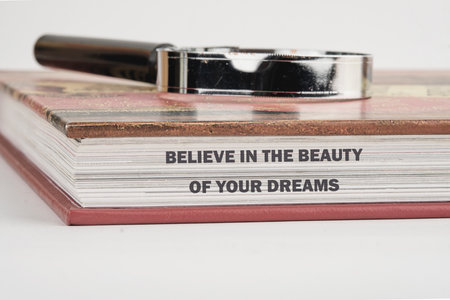Business and Believe in your Dreams concept. Copy space. Concept words BELIEVE IN THE BEAUTY OF YOUR DREAMS.の写真素材