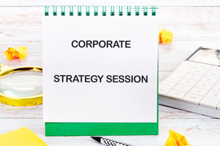 Conceptual text, phrase, words Corporate Strategy Session The concept of development and business, strategy and growth. A place to copy.の写真素材