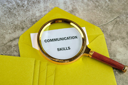 The conceptual phrase COMMUNICATION SKILLS. Business and Skills concept. Copy space. Conceptual...
