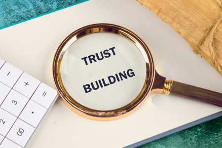 The conceptual text of the TRUST BUILDING. A place to copy. Building trust in business concept