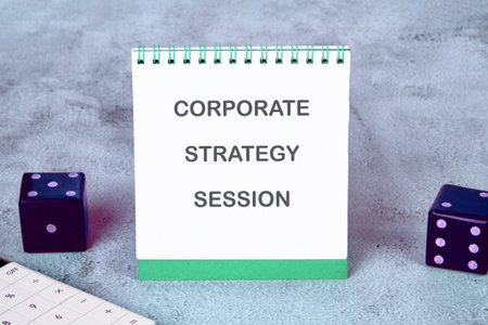 Conceptual text, phrase, words Corporate Strategy Session The concept of development and business,...
