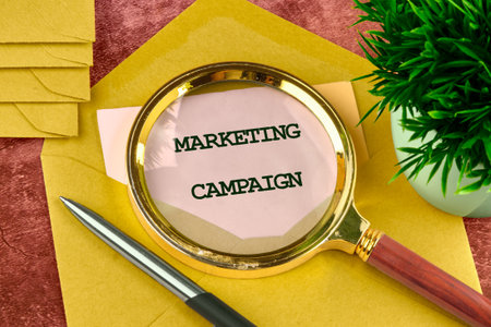 The conceptual text of the MARKETING CAMPAIGN. A place to copy. Business concept, digital marketing techniques, social media and business strategy.の写真素材