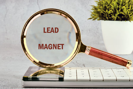 Conceptual text of the LEAD MAGNET, Lead generation concept. Lead customer and cultivation. Inbound marketing strategy.の写真素材