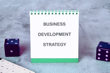 Conceptual text, phrase, words Business Development Strategy The concept of development and...