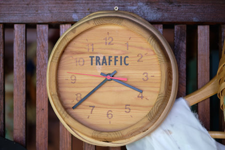 Smart city digital transformation development concept. Copy space. TRAFFIC word written on wooden...