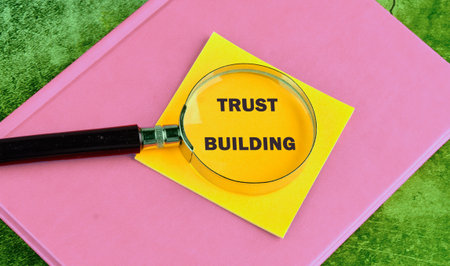 The conceptual text of the TRUST BUILDING. A place to copy. Building trust in business concept