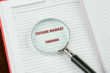 Conceptual text of FUTURE MARKET TRENDS Business Concept,Top viewの写真素材