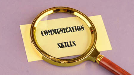 The conceptual phrase COMMUNICATION SKILLS. Business and Skills concept. Copy space. Conceptual photo.の写真素材