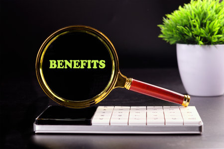 The concept word BENEFITS. Business concept.の写真素材