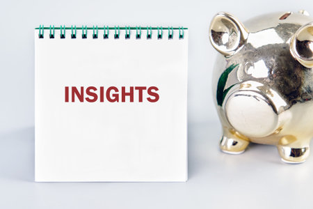 INSIGHTS word written in a notebook on a light background. Business and Analytics concept.