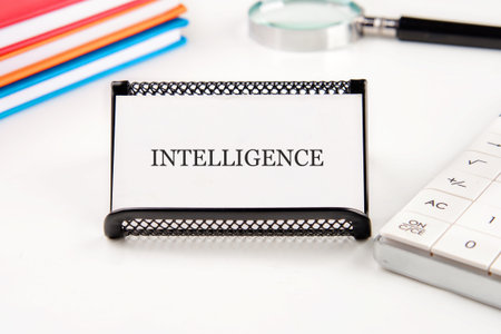 Concept word INTELLIGENCE. Business finance, data analytics financial management technology concept.