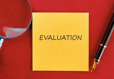 EVALUATION word. Learning, improvement, planning and development business conceptの写真素材