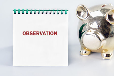 OBSERVATION word written in a notebook on a light background. Observation concept image.の写真素材