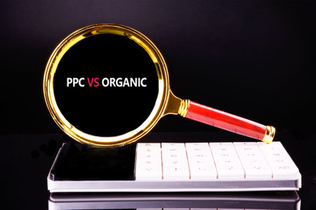 Glimpse the vital comparison of PPC versus Organic marketing concepts, viewed through a striking...