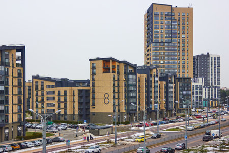 View of the New Borovaya district in Minsk, Belarus.のeditorial素材