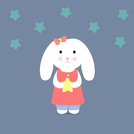 Cute Bunny holding a starのイラスト素材