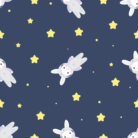 Bunny-astronaut in open space, stock vector illustrationのイラスト素材