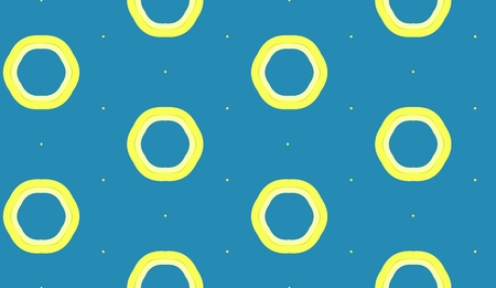 Vector illustration of seamless yellow geometric pattern, hexagon pattern on blue backgroundのイラスト素材
