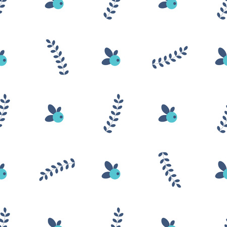 clean simple leafs berrys pattern, stock vector illustrationのイラスト素材