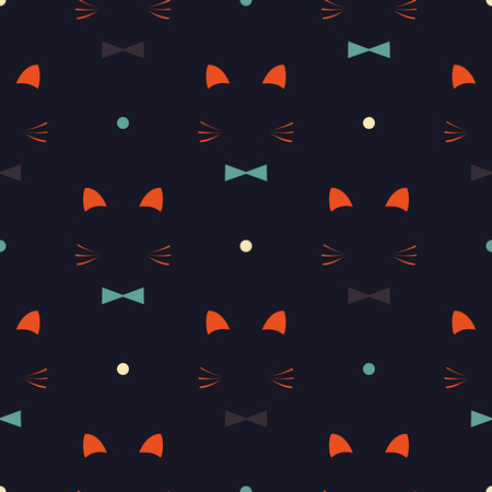 Cute seamless pattern with hand drawn fox, stock vector, colorfulのイラスト素材