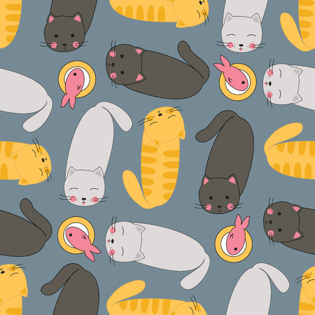 Cats dinner timeのイラスト素材