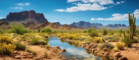 Panoramic view of the Saguaro National Park, Arizonaの素材