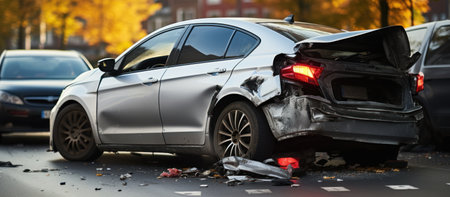 Car accident on the road. Car crash accident on the road.の素材