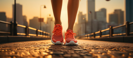 Runner athlete running on city road. woman fitness jogging workout wellness concept.の素材