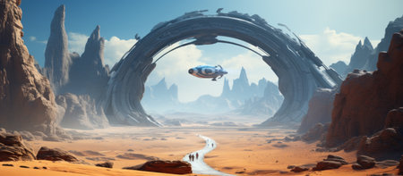 Alien Planet - 3D Rendered Computer Artwork. Fantasy Landscape.の素材