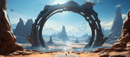 Alien Planet - 3D Rendered Computer Artwork. Fantastic Landscapeの素材