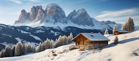 Beautiful winter panorama of Dolomites mountains, Italy.の素材