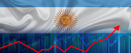 Rise of the Argentine economy in the graph. Graph of recovery of the Argentine economyの写真素材