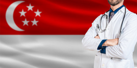 National Health System of Singapore. Singapore health and medical insurance conceptの写真素材