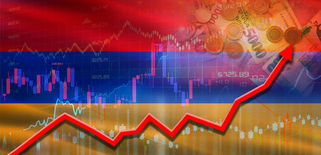Armenia financial growth on market graph. Armenia economic growth on financial graphの写真素材