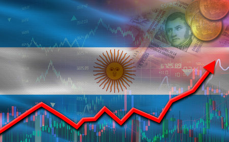Argentina economic growth on financial graph. Argentina financial growth on market graphの写真素材