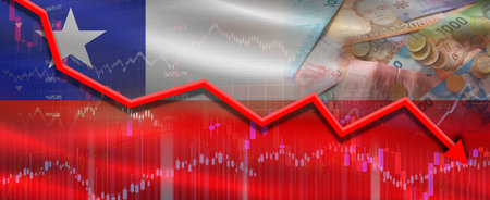 Chile financial crisis on economic graph. Financial fall of Chile on economy marketの写真素材