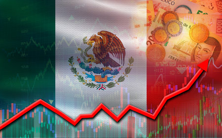 Mexico economic growth on financial graph. Mexico financial growth on market graphの写真素材