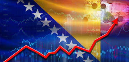 Bosnia financial growth on market graph. Bosnia economic growth on financial graphの写真素材