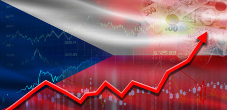 Czech Republic financial growth on market graph. Czech Republic economic growth on financial graphの写真素材