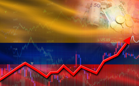 Colombia economic growth on financial graph. Colombia financial growth on market graphの写真素材