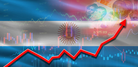 Argentina financial growth on market graph. Argentina economic growth on financial graphの写真素材